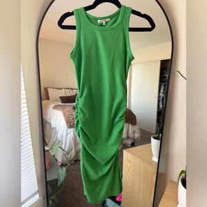 Sleeveless Green Ribbed Midi Dress - Small